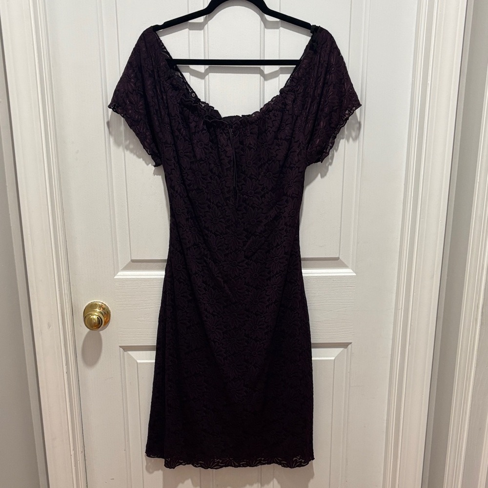 Elegant Plum Lace Dress